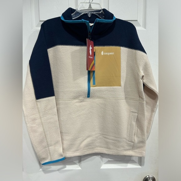 Cotopaxi Women's M Medium Abrazo Fleece Half-Zip Jacket Blue Cream Pullover NWT - Picture 1 of 13